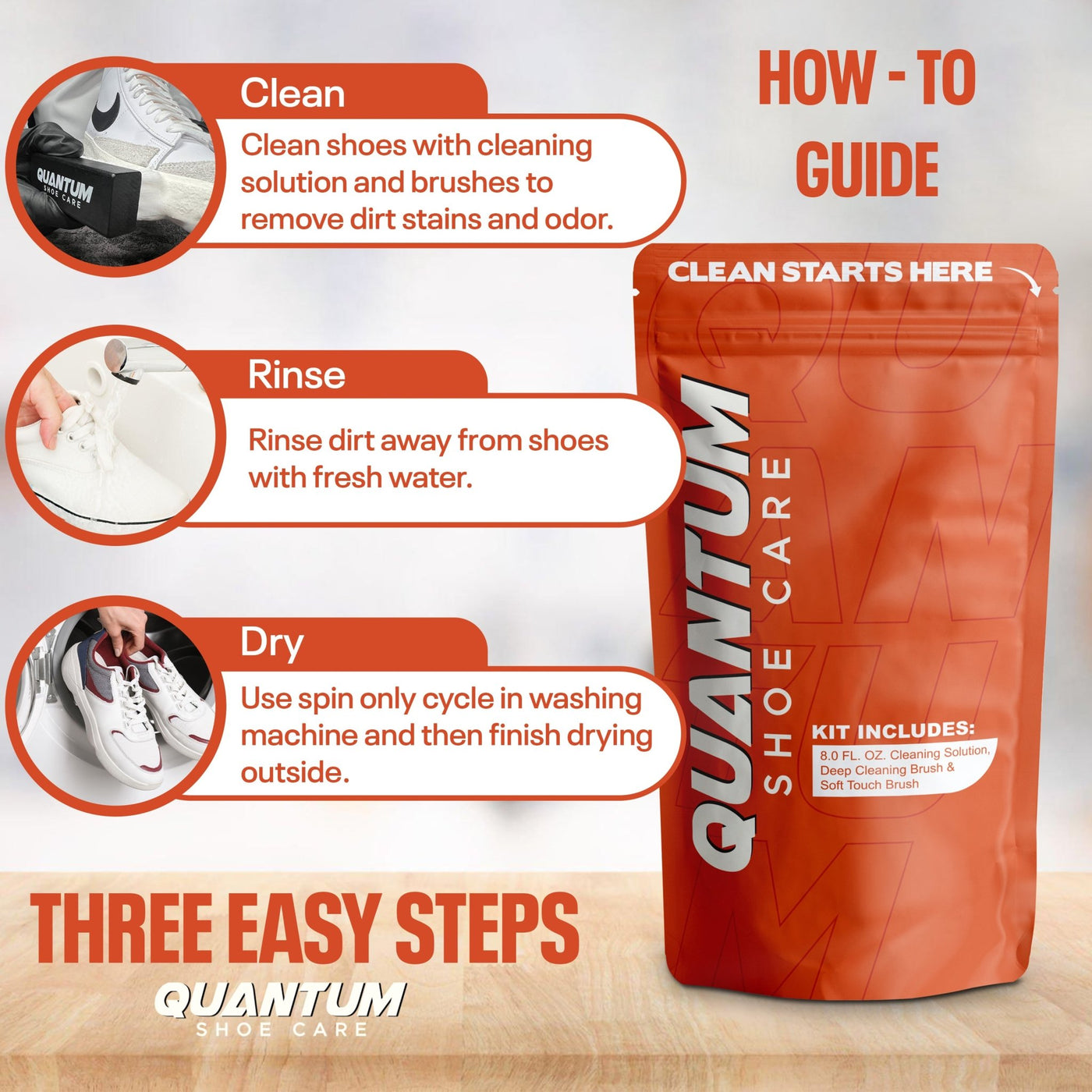 Quantum Clean Kit - Clean, Condition and Deodorize - Quantum Shoe Care Shoe cleaner kit